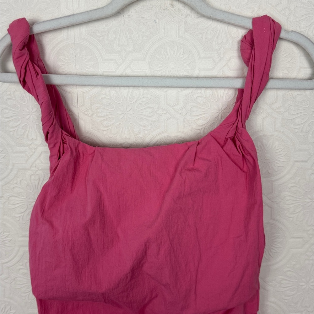 Zara Bubblegum Barbie‎ Pink Midi Dress Twist Straps Square Neck Dress small - Picture 3 of 8